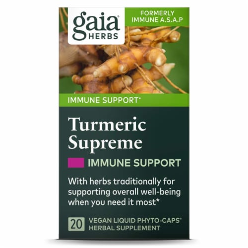 Gaia® Herbs Turmeric Supreme Immune Support Supplement Perspective: front