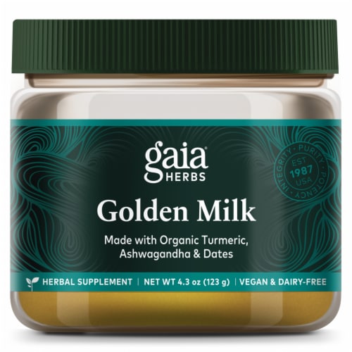 Gaia® Herbs Golden Milk Powdered Tumeric Supplement Perspective: front