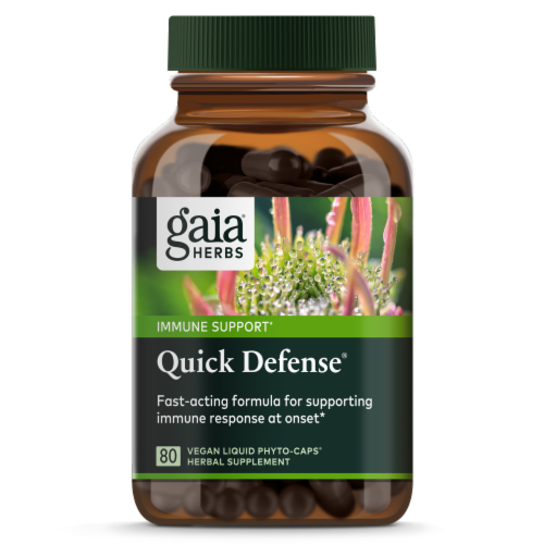 Gaia Herbs Quick Defense Herbal Supplement Liquid Phyto-Capsules Perspective: front