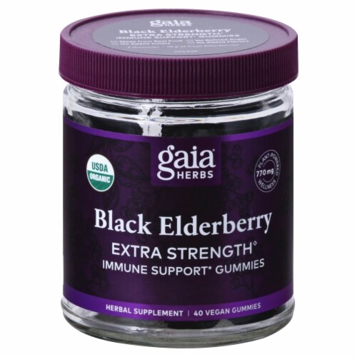 Gaia Herb Organic Immune Support Gummies - Black Elderberry Perspective: front