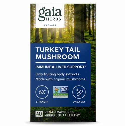 Gaia Herb Turkey Tail Muchroom Immune and Liver Support Perspective: front