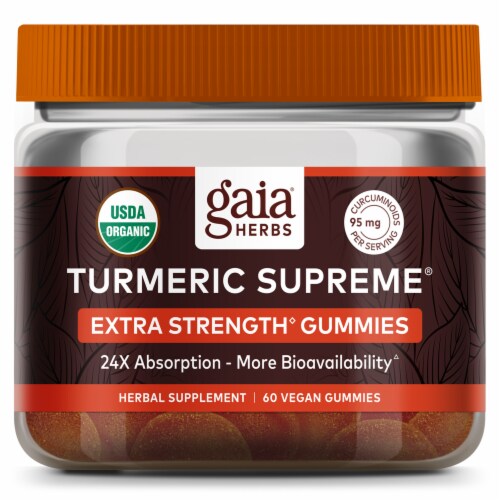 Gaia Herbs Tumeric Supreme Extra Strength Gummies Perspective: front