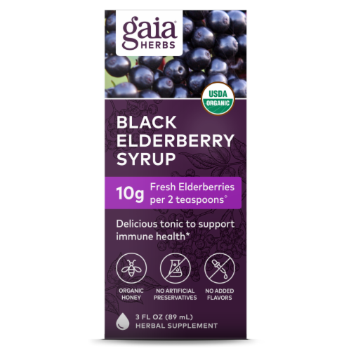Gaia® Herbs Daily Strength Black Elderberry Syrup Perspective: front
