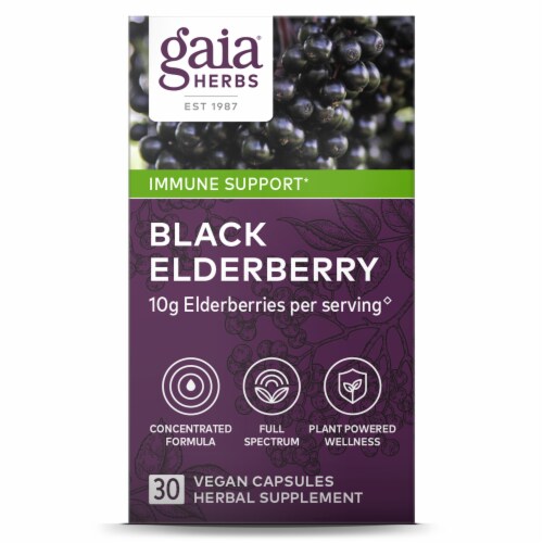 Gaia Herbs Black Elderberry Herbal Supplement Perspective: front