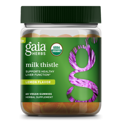 Gaia Herbs® Milk Thistle Lemon Flavored Gummies Perspective: front