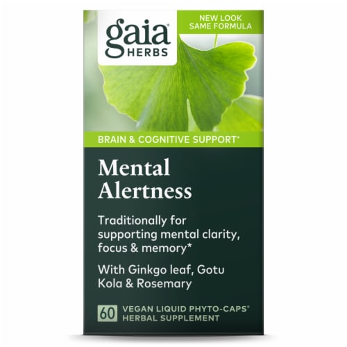 Gaia® Herbs Mental Alertness Supplement Liquid Phyto-Caps Perspective: front