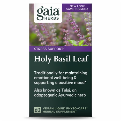 Gaia Herbs® Holy Basil Leaf Supplement Perspective: front