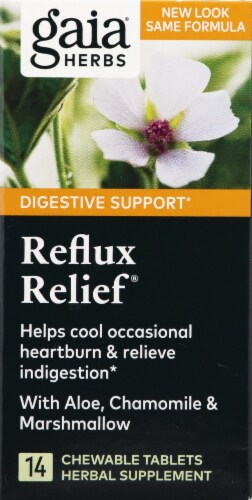 Gaia Herbs Reflux Relief Double Strength Formula Tablet Bottles Perspective: front