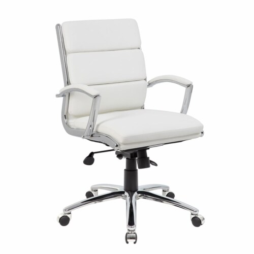 Boss Office Executive CaressoftPlus Chair with Metal Chrome Finish in Mid Back Perspective: front