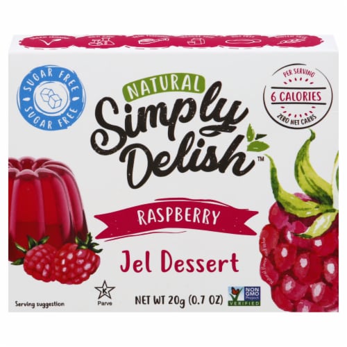 Simply Delish Natural Sugar Free Raspberry Jel Dessert Mix Perspective: front