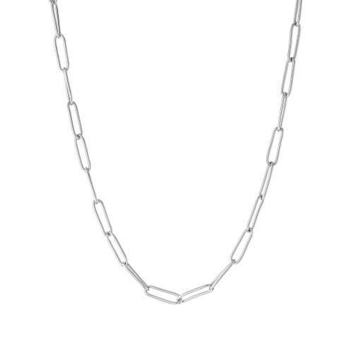 Elements Silver Plated 18 Inch Paperclip Chain Necklace Perspective: front