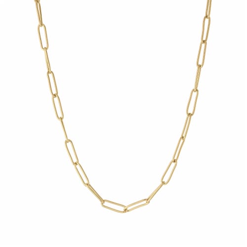 Elements 14K Gold Over Brass 18 Inch Paperclip Chain Necklace Perspective: front