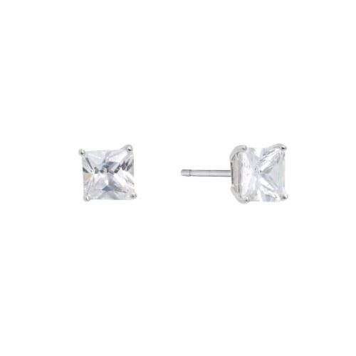 Elements Silver Plated Square Stud Earrings Perspective: front