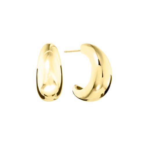 Elements 14K Gold Over Brass 25mm Chunky J Hoop Earrings Perspective: front
