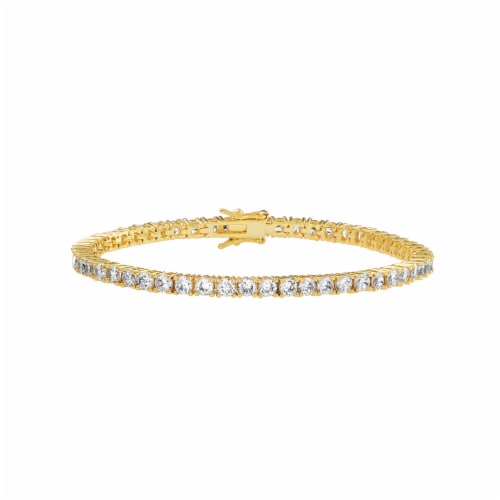 Elements Gold Over Silver Cubic Zirconia Tennis Bracelet Perspective: front