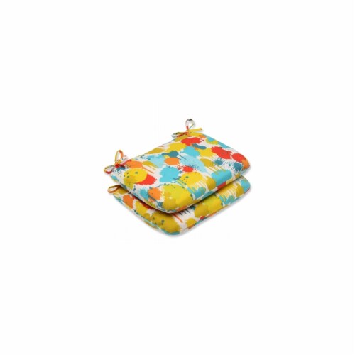 Pillow Perfect Paint Splash Confetti Rounded Corners Seat Cushion (Set of 2) Perspective: front