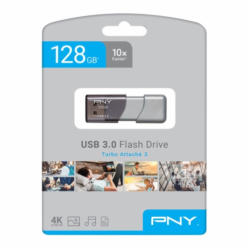 PNY Elite Turbo Attache 3 USB 3.0 Flash Drive - Gray Perspective: front