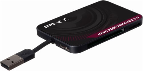 PNY High Performance USB 3.0 Card Reader - Black Perspective: front