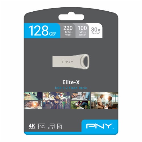 PNY Elite-X 128GB USB 3.2 Flash Drive Perspective: front