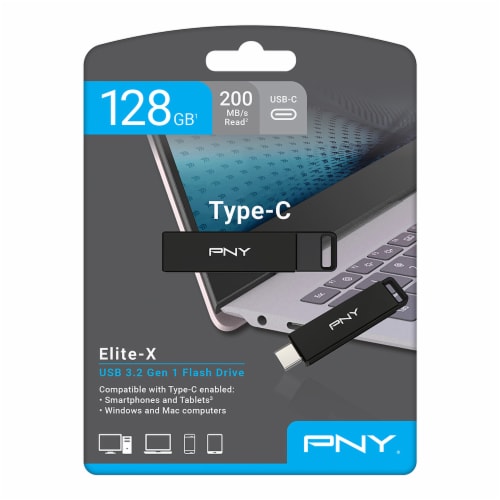 PNY 128GB Elite-X Type-C USB 3.2 Gen 1 Flash Drive Perspective: front