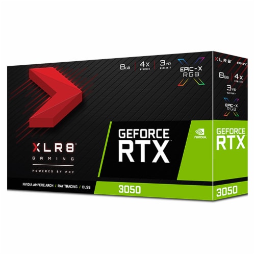 GeForce RTX 3050 8GB XLR8 Gaming REVEL EPIC-X RGB Dual Fan Graphics Card Perspective: front