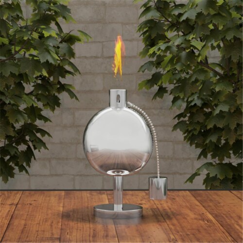 10 in. Stainless Steel Outdoor Fuel Canister Flame Light Tabletop Torch