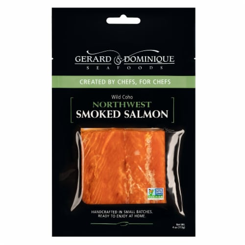 Gerard & Dominque Wild Coho Northwest Smoked Salmon Perspective: front
