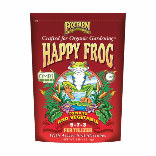 FoxFarm Happy Frog Garden Tomato & Vegetable Dry Plant Fertilizer, 4 Pound Bag Perspective: front