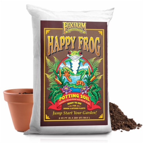 Foxfarm FX14047 Happy Frog Ph Adjusted Garden Potting Soil Mix, 2 Cubic Feet Perspective: front