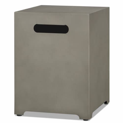 Real Flame Aegean Propane Tank Cover in Mist Gray Perspective: front