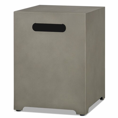 Real Flame Aegean Propane Tank Cover in Mist Gray Perspective: front
