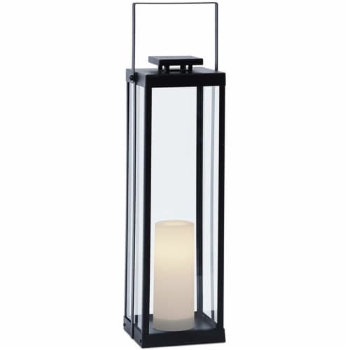 Real Flame La Sal 22  Lantern with Flameless Candle in Black Perspective: front