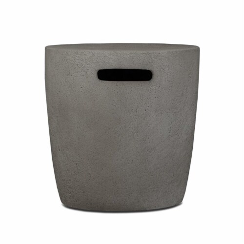 Real Flame Riverside Round Propane Tank Cover in Glacier Gray Perspective: front