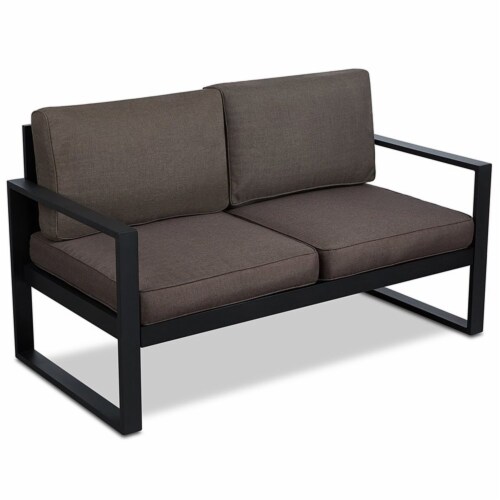 Baltic Aluminum Patio Loveseat in Black Real Flame 1 Kroger
