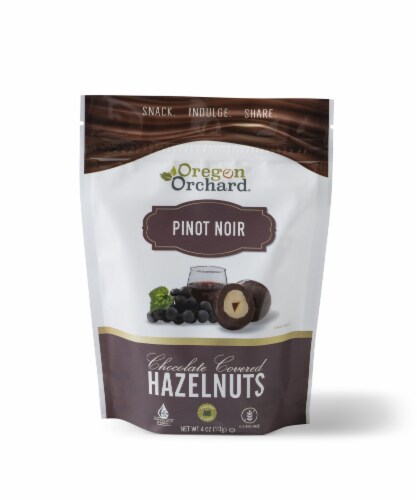 Oregon Orchard® Pinot Noir Chocolate Covered Hazelnuts Perspective: front