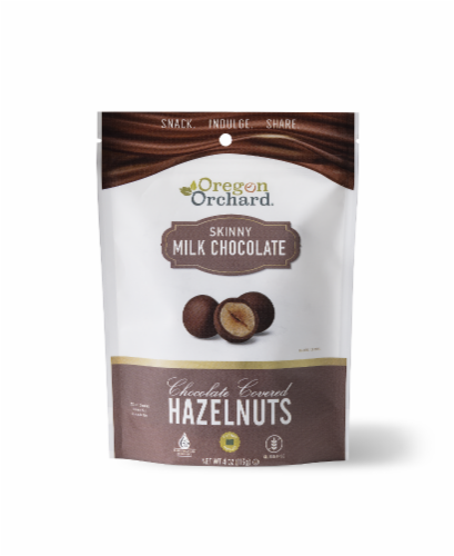 Oregon Orchard® Skinny Milk Chocolate Covered Hazelnuts Perspective: front