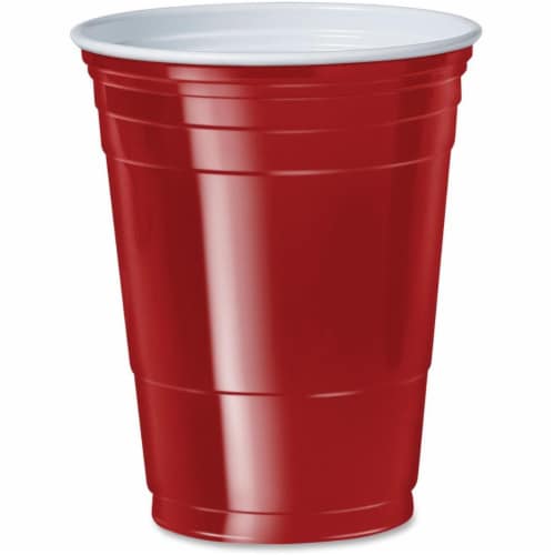 16 oz. Plastic Cold Party Cups - Red Perspective: front