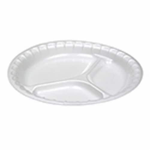 3 Compartment Foam Plate, White - 4 Per Case, 1 - Fry's Food Stores