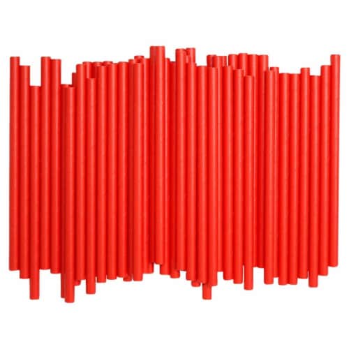 5 in. Sip N Joy Unwrapped Paper Straws, Red - Pack of 500 Perspective: front