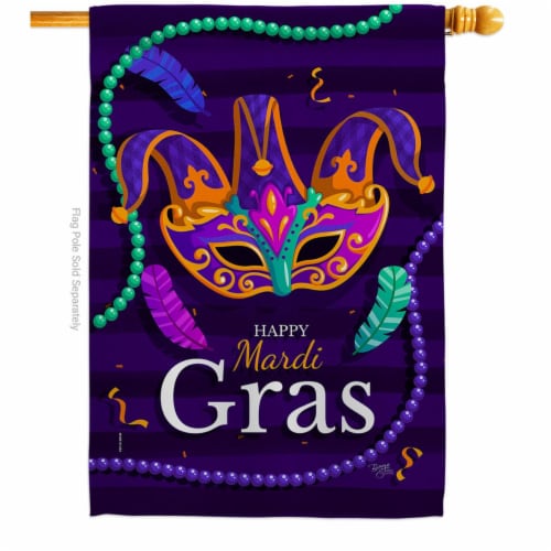 Breeze Decor H118013-BO Carnival Mardi Gras House Flag Spring 28 x 40 in. Double-Sided Decora Perspective: front