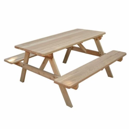 Creekvine Designs WF6452-2CVD 6 ft. Cedar Park Style Picnic Table with Attached Benches Perspective: front