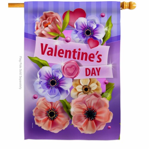 Ornament Collection H192410-BO 28 x 40 in. Valentines Floral House Flag with Spring Double-Si Perspective: front