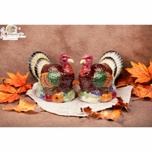 Gobble Gobble Ceramic Thanksgiving Turkey Salt And Pepper Shakers Home Decor 2pcs Foods Co