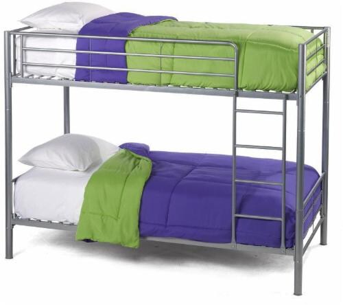 Elite Twin-Over-Twin Metal Bunk Bed - Silver Perspective: front