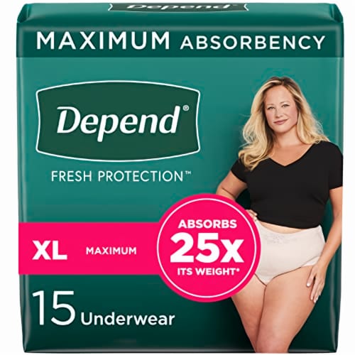 Depend Fit-Flex Underwear For Women Extra Large Maximum Absorbency - 15 CT  2 Pack