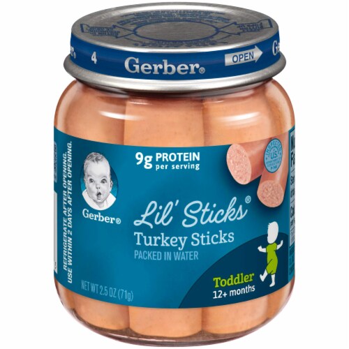 Gerber 3rd Foods Mealtime for Baby Lil Sticks Turkey 2.5 Oz Jar (Pack of 4) Perspective: front