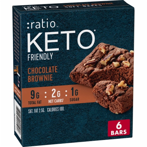 :ratio KETO Friendly Soft Baked Bars Chocolate Brownie Keto Snacks (Pack of 4) Perspective: front