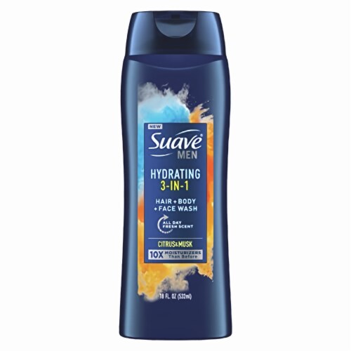 Suave Men 3 in 1 Body Wash - 18.0 fl oz (Pack of 8) Perspective: front