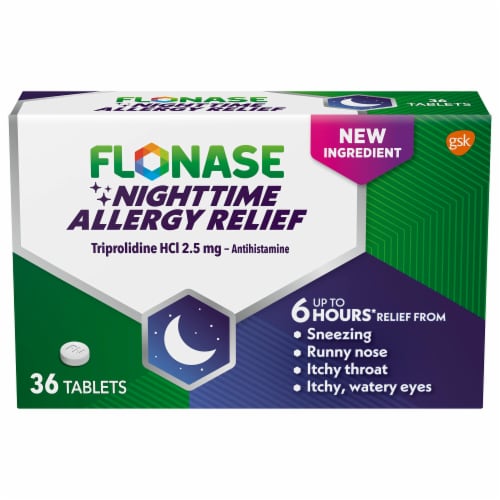 Flonase Night Time Triprolidine Allergy Relief Tablets (Pack of 12) Perspective: front