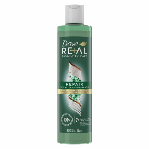 Dove RE+AL Bio-Mimetic Care Shampoo Repair Coconut + Vegan Keratin 10 Oz (Pack of 14) Perspective: front